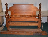 Early American mixed wood turned rope bed