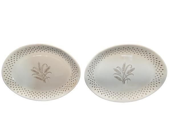 Ceramic Porcelain Plates with Gold Wheat Design -