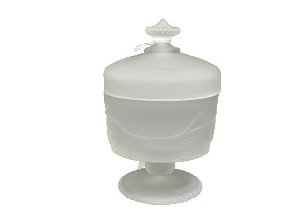 Frosted Glass Compote with Lid