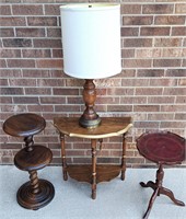 BARLEY TWIST PLANT STAND TABLE LAMP & END TABLES