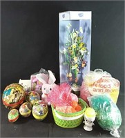 Easter items including vintage nesting eggs