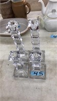 4 GLASS CANDLESTICK HOLDERS