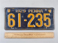 1929 Pennsylvania License Plate