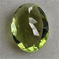 CERT 1.15 Ct Faceted Peridot Gemstone, Oval Shape,