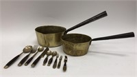 2 Brass pots & Utensils