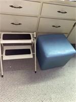 Folding step stool and lt blue Spencer