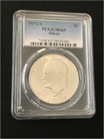 Silver dollar 1971S graded MS 65 silver
