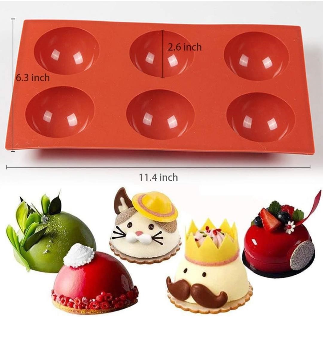 Large Semi Sphere Silicone Mold for BAKING 4 Pcs