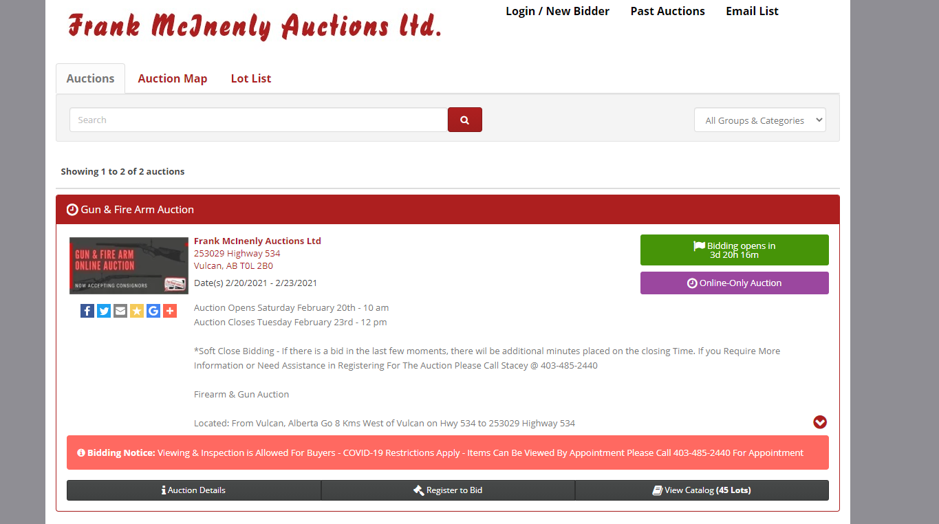 Frank McInenly Auctions Ltd. - Selling is our business - Our ONLY business!