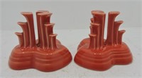 Fiesta Post 86 pair pyramid candle holders,