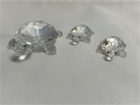 Swarovski Silver Crystal Mama & Baby Turtles