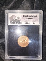 Uncirculated Canadian 1964 1c