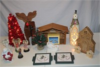 lot Christmas items w lighted holly berry tree