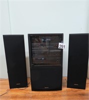 Sony Stereo System w/ 3 Speakers 5 CD Tray 35"T
