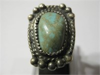 Southwest SS Turquoise Ring - Hallmarked