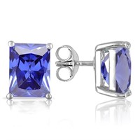 6X4MM Octagon Cut Lab Tanzanite 1.35CTW Stud Earri