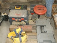 contents of pallet-toolbox, stool etc