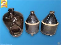 (3) Early Peep Feeders + Stamped Dalton Pottery