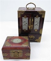 Two Shanghai China Rosewood Jade Jewelry Boxes