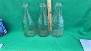 3 antique milk bottles