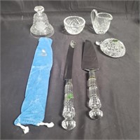 Group of Waterford crystal knife, bell,