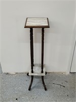 Vintage Brown Marble Corner End Table