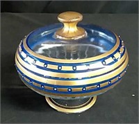 Vintage Gold & Blue Candy Dish