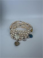 Pearl Costume Bracelet With Charms