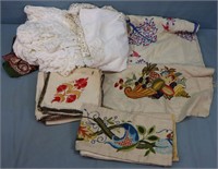 Assorted Embroidered & Crewel Linens
