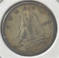 Silver 1941 Canadian dime