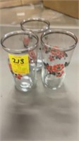 3 Hall red poppy tumblers, Rare