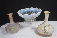 Vtg. Hand Blown Decanters & Northwood Opalescent