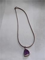 Beautiful 925 Pendant and Necklace w/ Purple