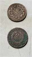 1864 & 1865 2cent Pieces BOTH TO GO