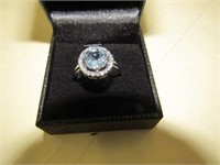 New Platinum Ring with Ice Blue Stone