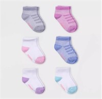 HANES 12-24M 6pk Infant Girls Ankle Socks SOFT