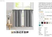 Half Window Curtains for Bathroom Grey Waterproof