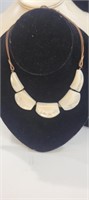 Mother of Pearl Stones on Leather Necklace