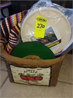 Apple Basket w/ Misc House Hold Items