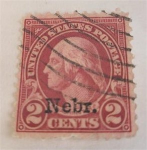 1929 2 Cent Washington Nebraska Overprint Stamp