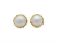 Mabe pearl & 14ct yellow gold earrings