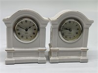 2- White Porcelain Classical Columns Quartz Clocks