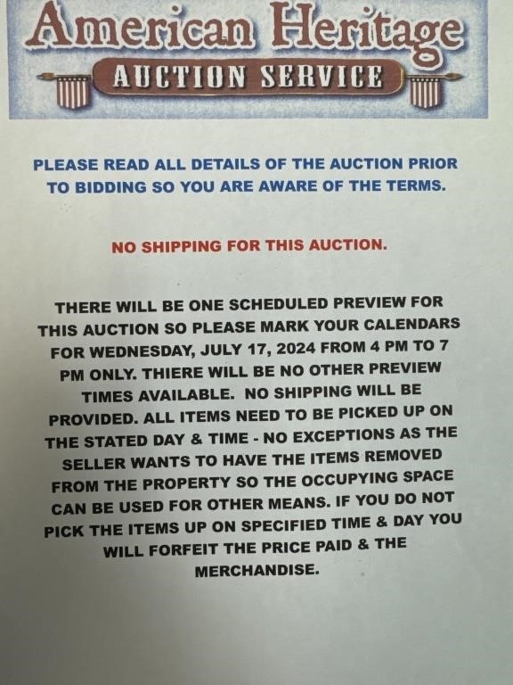 AUCTION TERMS