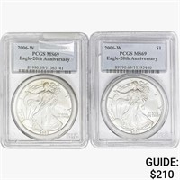 [2] 2006-W Silver Eagle PCGS MS69 20th ANNIV.