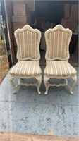 Pr of French White Arm Chairs w/ Upholstered Backs