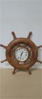 Battery Operated Ships Wheel Clock. Working. 14"