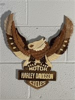 Harley Davidson motorcycle wall plaque. Wood