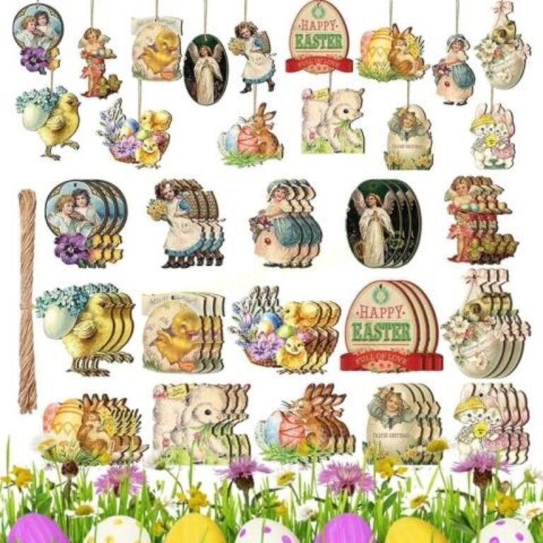 SAIIY 45 Pcs Vintage Easter Ornaments (Retro)