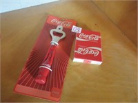 Coca Cola bottle opener and cards