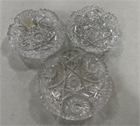 Three Cut Glass Bowls
